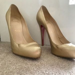 Christian Louboutin matte gold heels